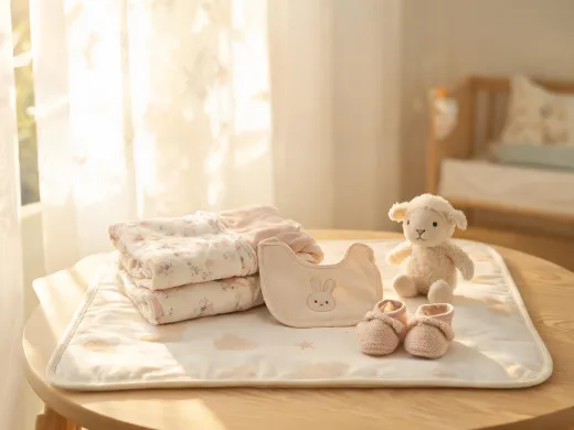 Newborn baby shower gift with soft nursery textiles